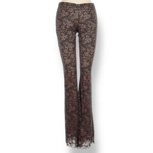 Y2K Ann Ferriday Sheer Lace Pants Black Brown Gothic Flare Leg Dark Romance XS